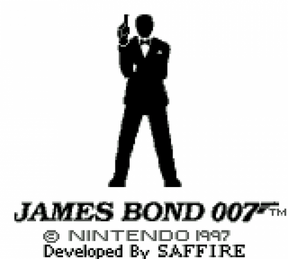 James Bond 007 Nintendo Game Boy GB for retro video game enthusiasts featuring action adventure gameplay espionage missions puzzle solving turn based inspired combat gadget based exploration classic handheld gaming and collectible gaming appeal start screen