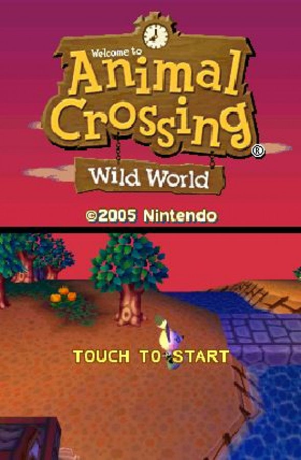 Animal Crossing: Wild World start screen for Nintendo DS (DS) life simulation video game