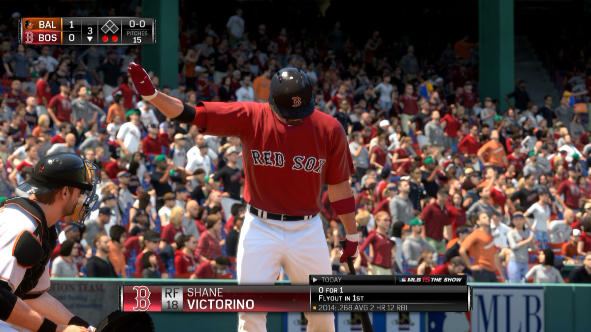 MLB 15: The Show for PlayStation 4 (PS4) at Gamers INC, featuring authentic Major League Baseball gameplay with improved controls, enhanced presentation, and deep modes like Road to the Show and Franchise to build your career and lead your team to a World Series championship gameplay screenshot