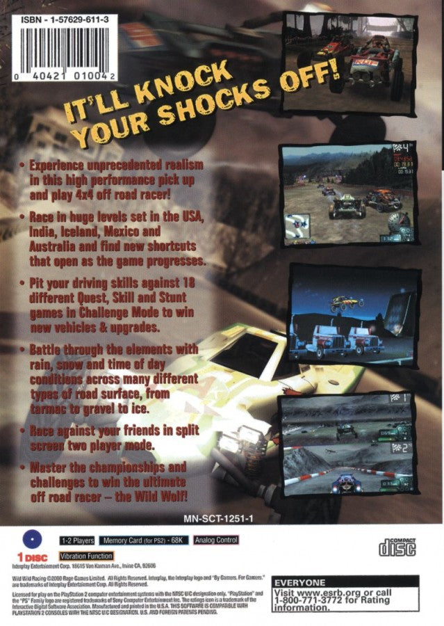 Wild Wild Racing – PlayStation 2 (PS2) back of case for racing retro video game