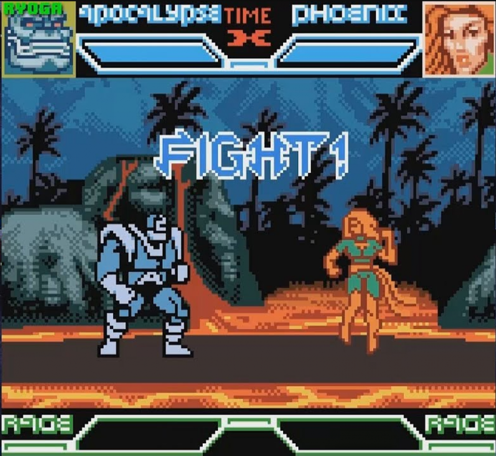 X-Men Mutant Academy Game Boy Color GBC handheld fighting game featuring Marvel comic book characters Wolverine Cyclops Storm and Magneto with special moves combo attacks and versus mode portable adaptation of the console title gameplay screenshot