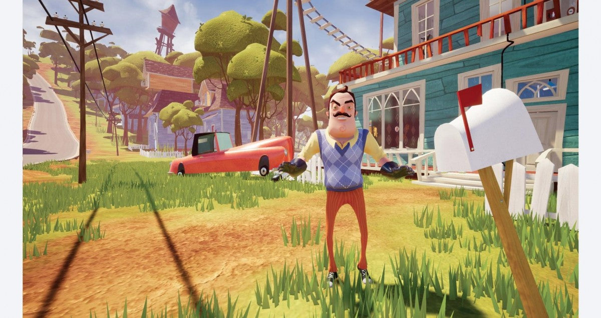 Hello Neighbor gameplay for Xbox One (XONE) stealth horror puzzle video game