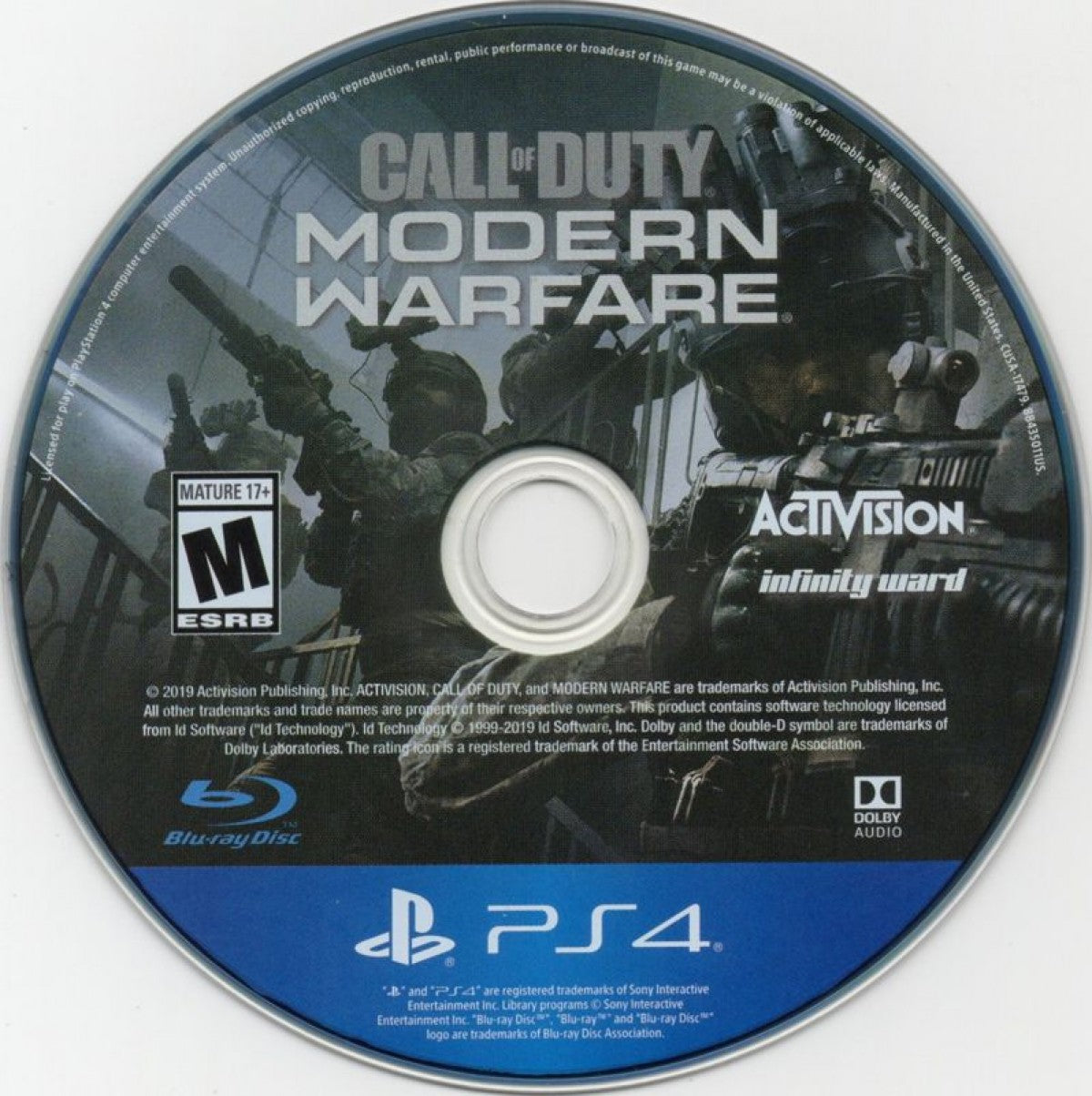 Call of Duty: Modern Warfare disc for PlayStation 4 (PS4) first-person shooter video game