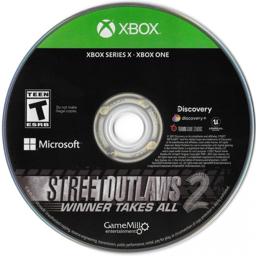 Street Outlaws 2: Winner Takes All disc for Xbox Series X (XSX) street racing video game