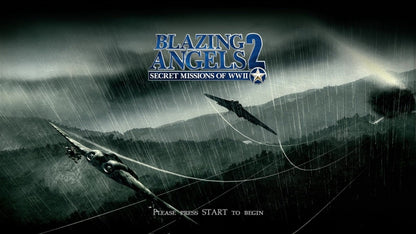Blazing Angels 2: Secret Missions of WWII start screen for Xbox 360 (X360) flight combat video game