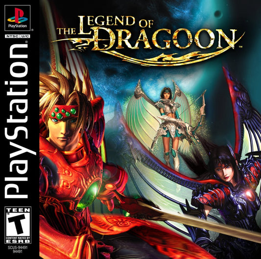 Legend of Dragoon retro fantasy role-playing RPG game for PlayStation 1 (PS1) cover art