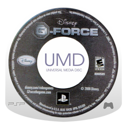 Disney G-Force PlayStation Portable PSP inspired design featuring action adventure gameplay aesthetic elite guinea pig secret agent team high tech gadgets fast paced missions family friendly Disney adventure portable handheld gaming excitement presentation disc