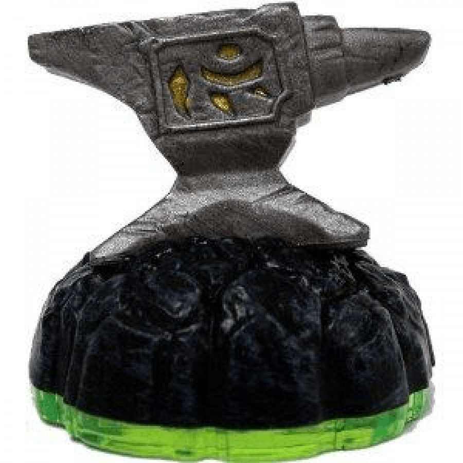 Anvil Rain Skylanders Spyro’s Adventure magic item figure, floating anvil cluster with metallic design on portal base, unleashes falling anvils in-game, collectible accessory from Skylanders Spyro’s Adventure series