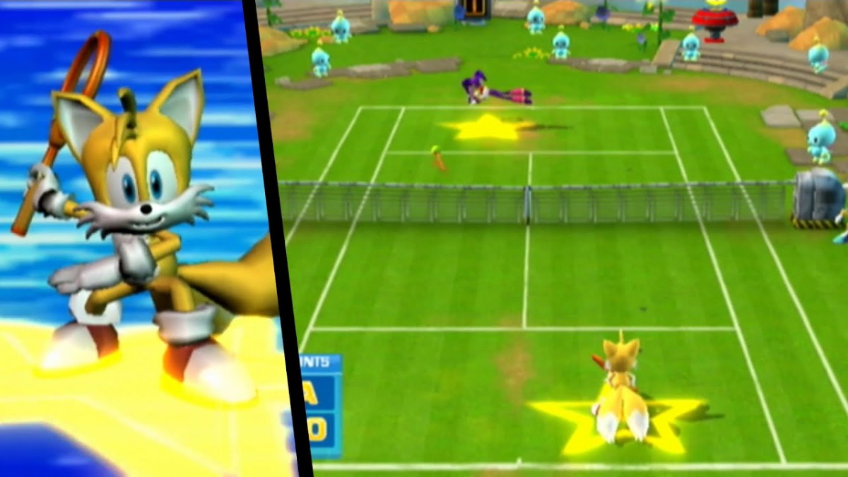Sega Superstars Tennis Wii inspired design featuring arcade style tennis gameplay aesthetic iconic Sega characters colorful courts motion controlled matches fast paced multiplayer action family friendly sports competition nostalgic Nintendo Wii presentation gameplay