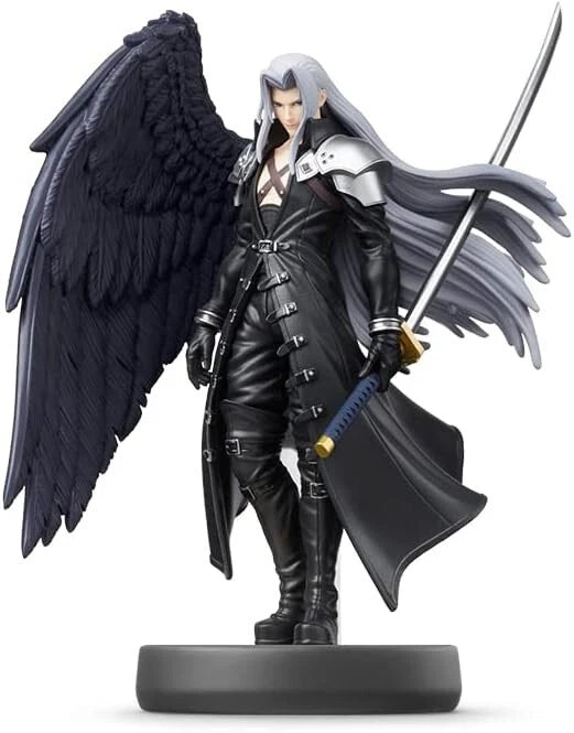 Sephiroth Super Smash Bros Amiibo sealed figure featuring the iconic Final Fantasy VII villain with long Masamune sword detailed sculpt NFC functionality for in game bonuses compatible with Nintendo Switch Wii U and 3DS and collectible Nintendo figure from the Super Smash Bros series figure 