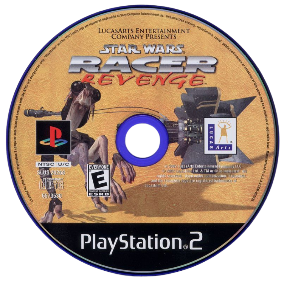 Star Wars: Racer Revenge – PlayStation 2 (PS2) video game disc, pod racing arcade game.