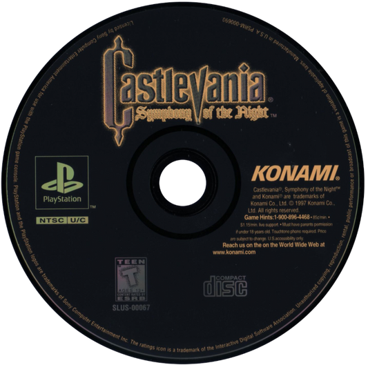 Castlevania Symphony of the Night PlayStation 1 PS1 classic action adventure gothic platformer Konami game metroidvania style retro video game collectible for PS1 console disc