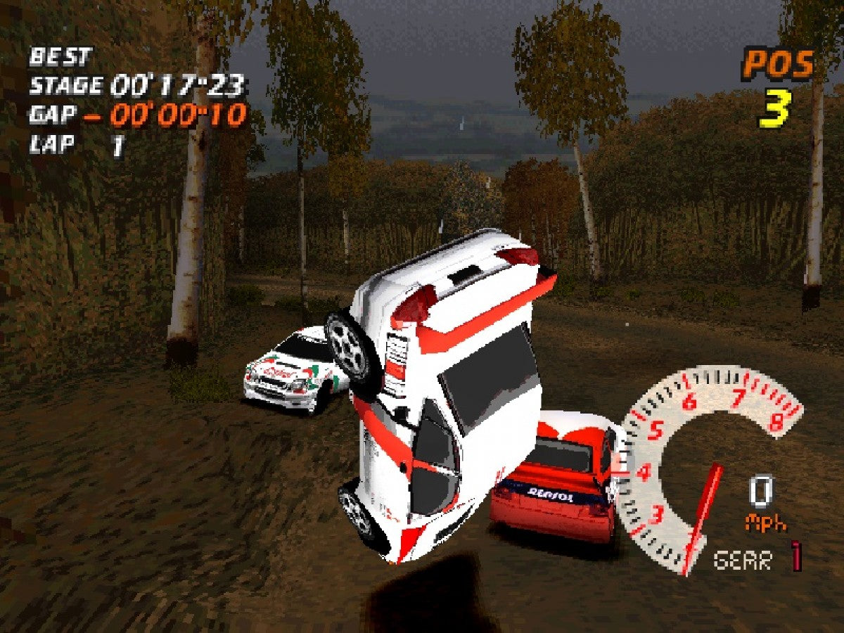 Need for Speed V-Rally for PlayStation 1 racing video game featuring rally style tracks licensed cars arcade handling time trials and classic Need for Speed off road racing experience gameplay