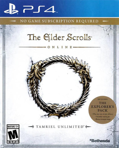 The Elder Scrolls Online: Tamriel Unlimited – PlayStation 4 (PS4) video game cover image, online RPG by Bethesda Softworks