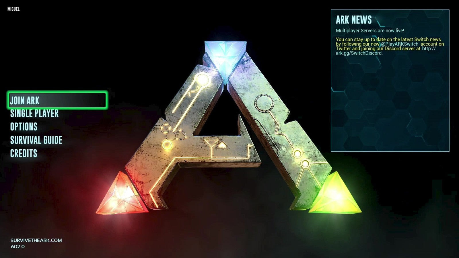 Ark Survival Evolved title page for Nintendo Switch NS video game