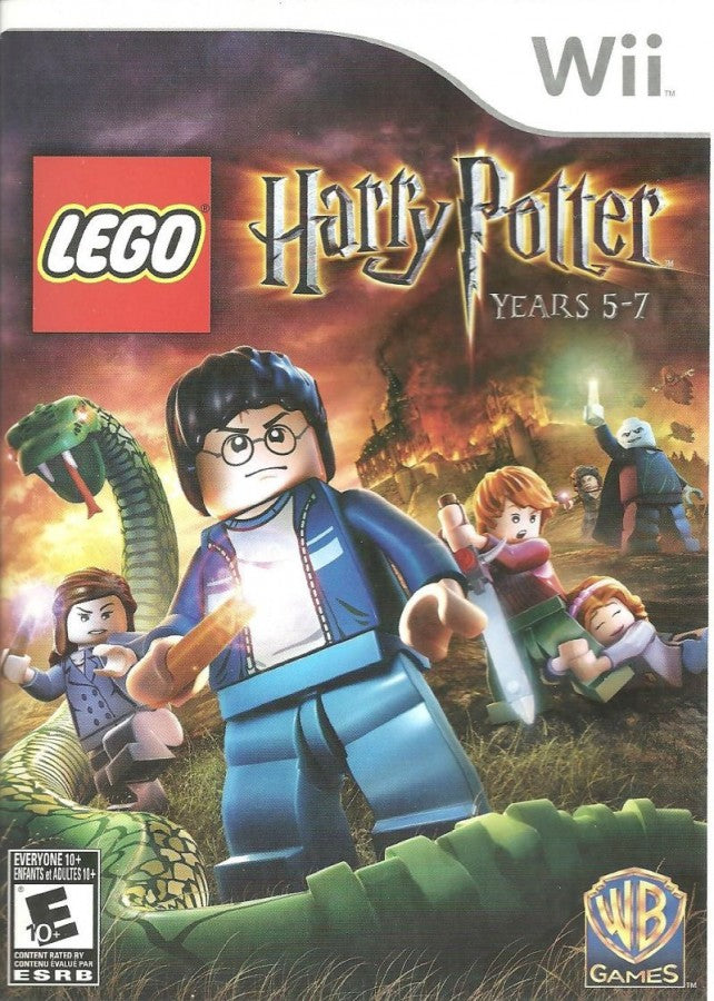 LEGO Harry Potter Years 5 to 7 Nintendo Wii game featuring action adventure gameplay based on the final Harry Potter films with spell casting puzzle solving cooperative multiplayer character unlocks and LEGO style humor across Hogwarts and beyond cover art