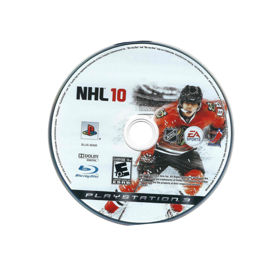 NHL 10 cover art for PlayStation 3 (PS3) ice-hockey video game.