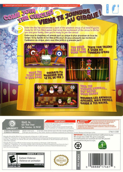 Circus Games back cover art for Nintendo Wii (Wii) video game