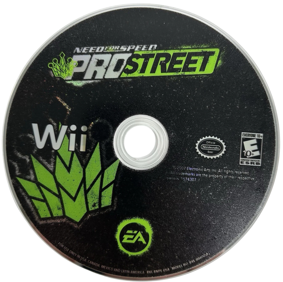 Need for Speed: ProStreet disc art Nintendo Wii (Wii) street racing motorsport simulation video game disc