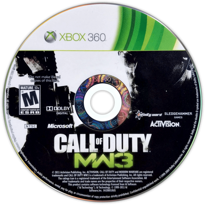 Call of Duty: Modern Warfare 3 disc for Xbox 360 (X360) first-person shooter video game