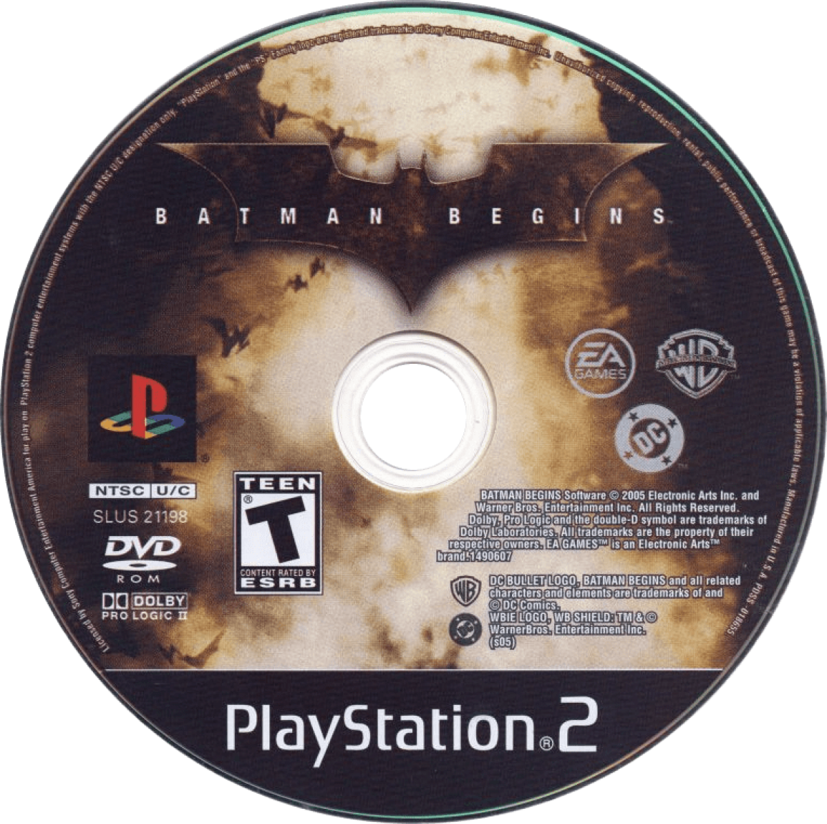 Batman Begins for PlayStation 2 with dark action-adventure theme based on the film disc