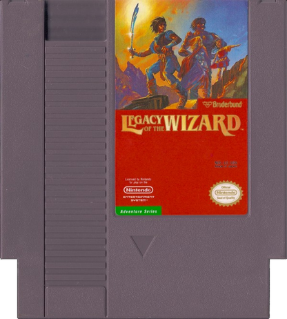 Legacy of the Wizard Nintendo Entertainment System NES for retro video game enthusiasts featuring fantasy action role playing gameplay side scrolling exploration interconnected dungeon adventure puzzle solving mechanics multiple playable characters challenging platforming and collectible gaming appeal cartridge