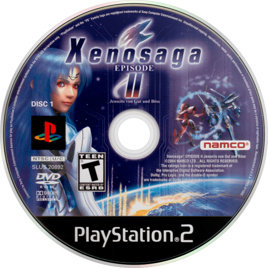 Xenosaga Episode II – PlayStation 2 (PS2) video game disc, JRPG.