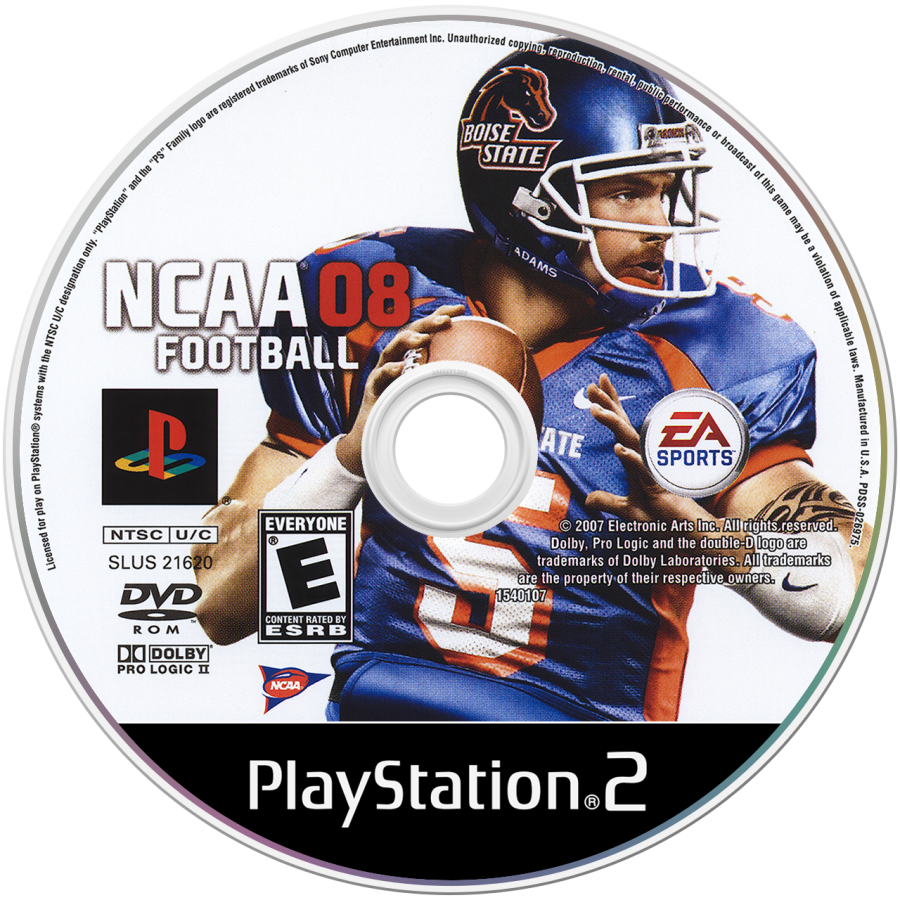 NCAA Football 08 – PlayStation 2 (PS2) college football sports video game disc