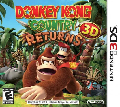 Donkey Kong Country Returns 3D cover art for Nintendo 3DS (3DS) platformer video game