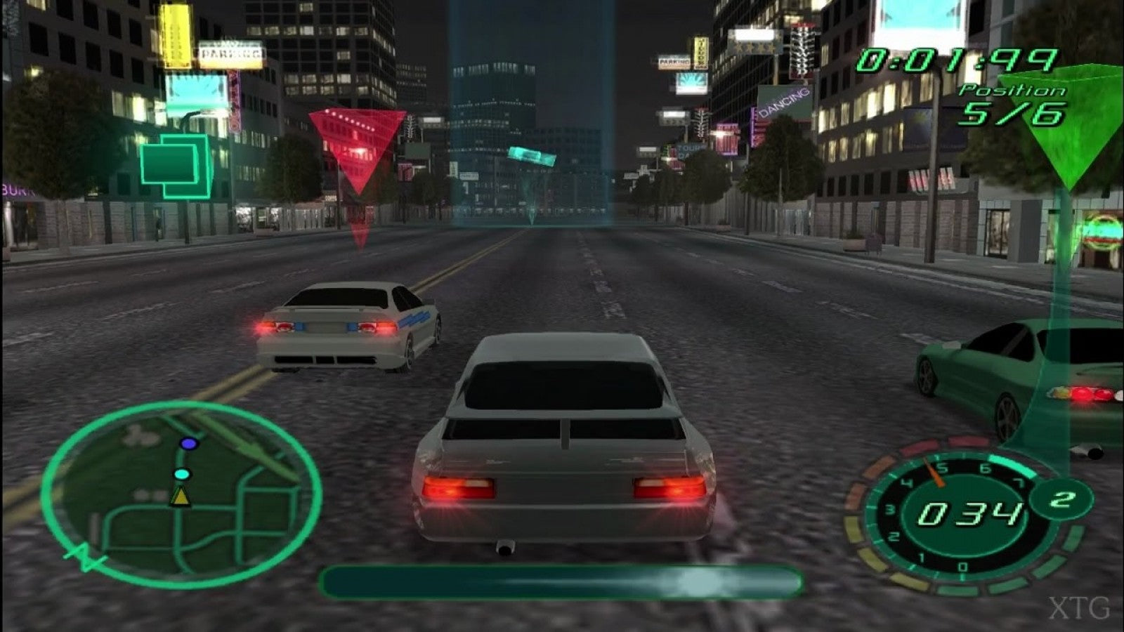Midnight Club II Platinum Hits Xbox video game, arcade street racing, open-city environments, high-speed multiplayer action, classic console title gameplay screenshot