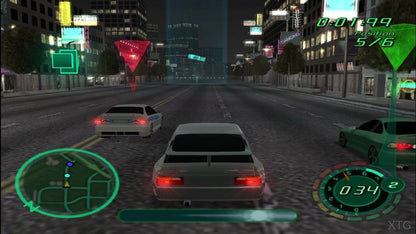 Midnight Club II Platinum Hits Xbox video game, arcade street racing, open-city environments, high-speed multiplayer action, classic console title gameplay screenshot