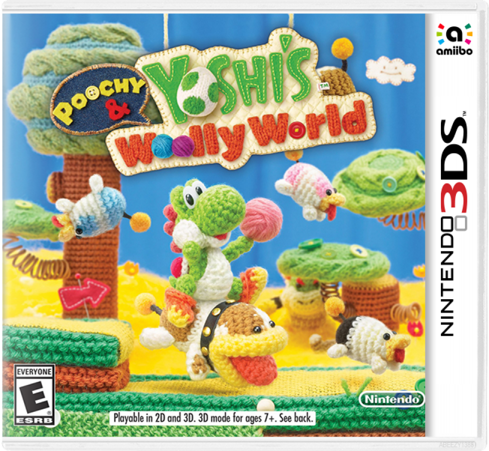 Poochy & Yoshi's Wooly World cover art for Nintendo 3DS (3DS) adventure video game