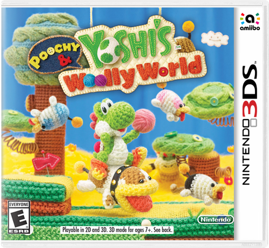 Poochy & Yoshi's Wooly World cover art for Nintendo 3DS (3DS) adventure video game