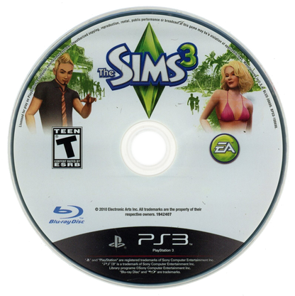 The Sims 3 for PlayStation 3 with life-simulation and customizable character creation theme disc