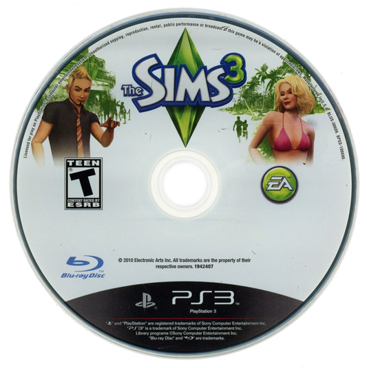 The Sims 3 for PlayStation 3 with life-simulation and customizable character creation theme disc