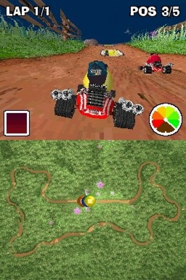 M&M’s Kart Racing Nintendo DS video game, arcade-style racing, colorful candy-themed tracks, family-friendly handheld console title gameplay screenshot
