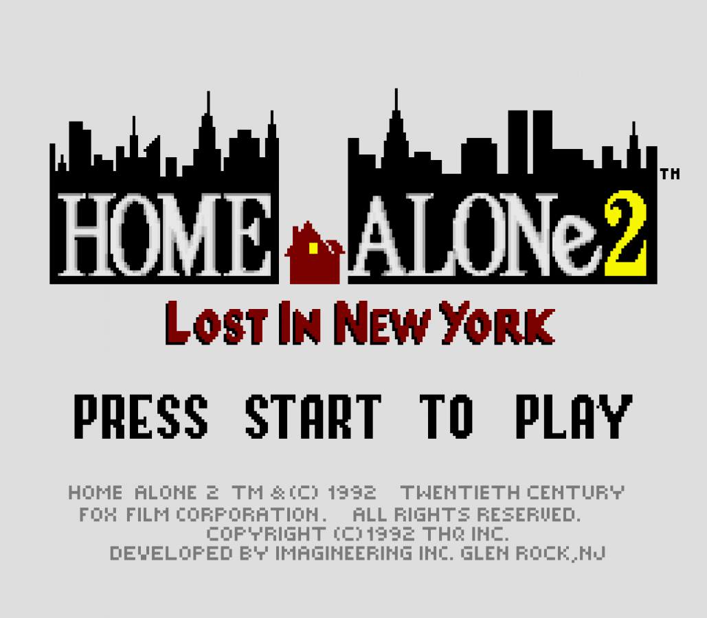 Home Alone 2: Lost in New York for Super Nintendo Entertainment System with platforming adventure based on the movie main menu