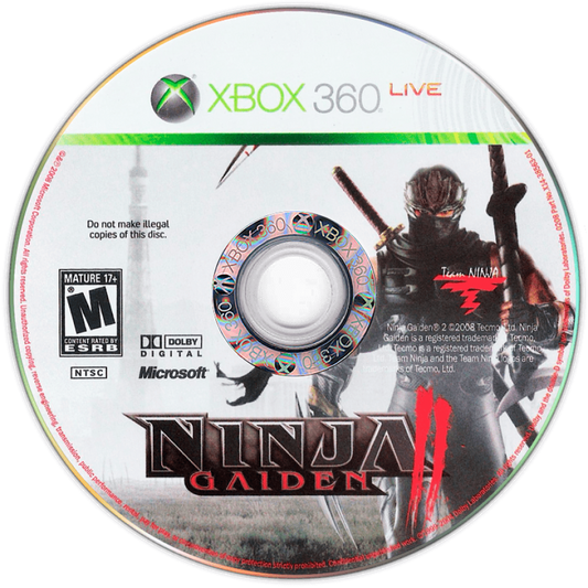 Ninja Gaiden II disc for Xbox 360 (X360) hack-and-slash action-adventure video game