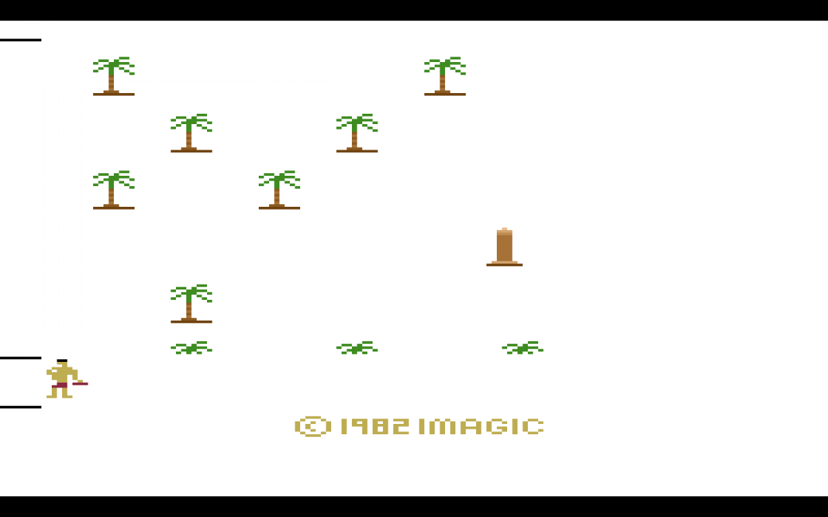 Riddle of the Sphinx retro Atari 2600 video game featuring puzzle adventure gameplay, ancient Egypt exploration, treasure hunting and classic Atari action - title screen