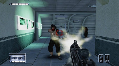 SWAT: Global Strike Team PS2 tactical shooter video game featuring squad-based law enforcement action, real-world weapons, mission-based objectives, hostage rescue scenarios, strategic team commands, cooperative play options, and realistic police-tactical gameplay on PlayStation 2. gameplay