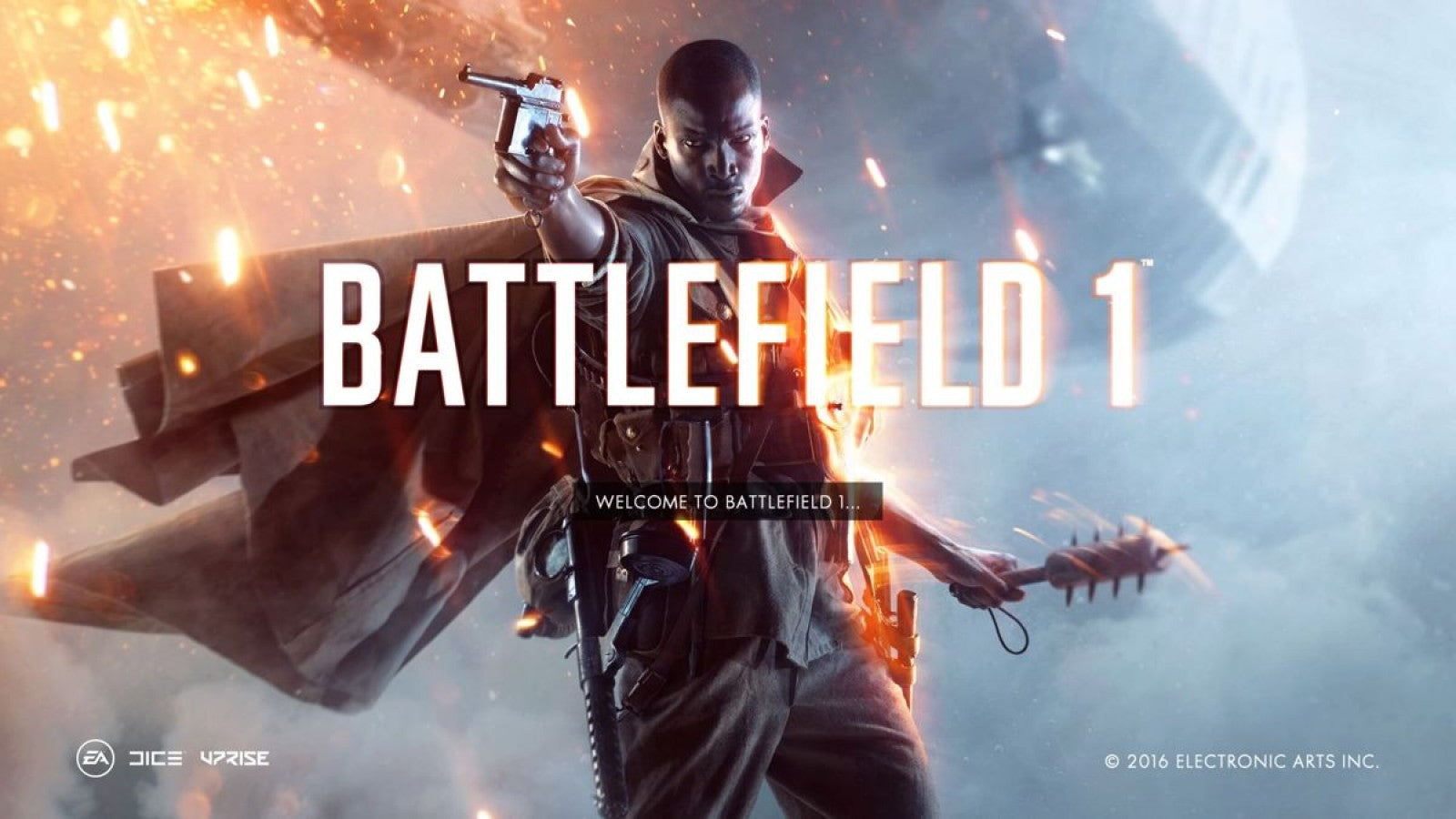 Battlefield 1 title page for PlayStation 4 (PS4) first-person World War I shooter video game