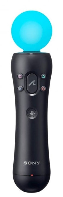 PlayStation Move Motion Controller loose motion sensing wand with color-changing orb inertial sensors light tracking technology Bluetooth connectivity for PlayStation 3 PS3 and PlayStation 4 PS4 gaming consoles front upright light up