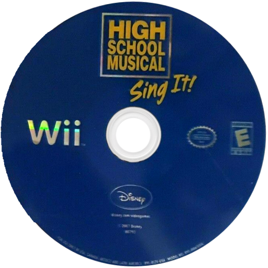High School Musical Sing It Wii game featuring karaoke-style rhythm gameplay, popular songs from the High School Musical series, and family-friendly party fun disc