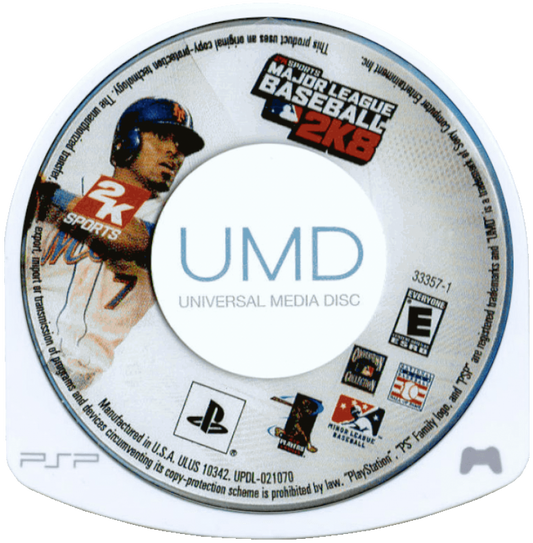 Major League Baseball 2K8 disc for PlayStation Portable (PSP) baseball sports video game