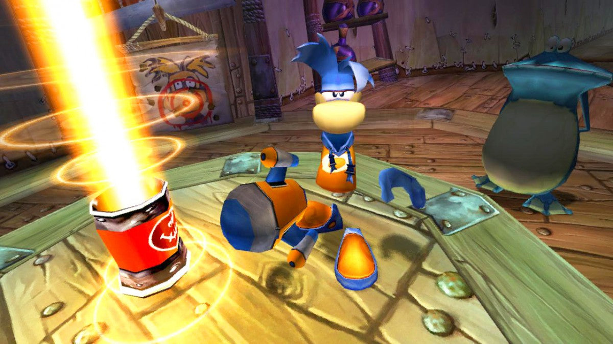 Rayman 3: Hoodlum Havoc retro GameCube video game Rayman 3 Hoodlum Havoc platform adventure cartoon style action colorful worlds classic 3D platformer console release  gameplay 