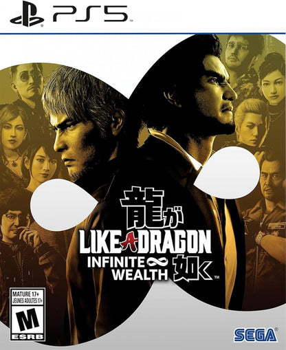 Like a Dragon Infinite Wealth PlayStation 5 PS5 video game, JRPG, story-driven adventure, turn-based combat, Yakuza series title front cover