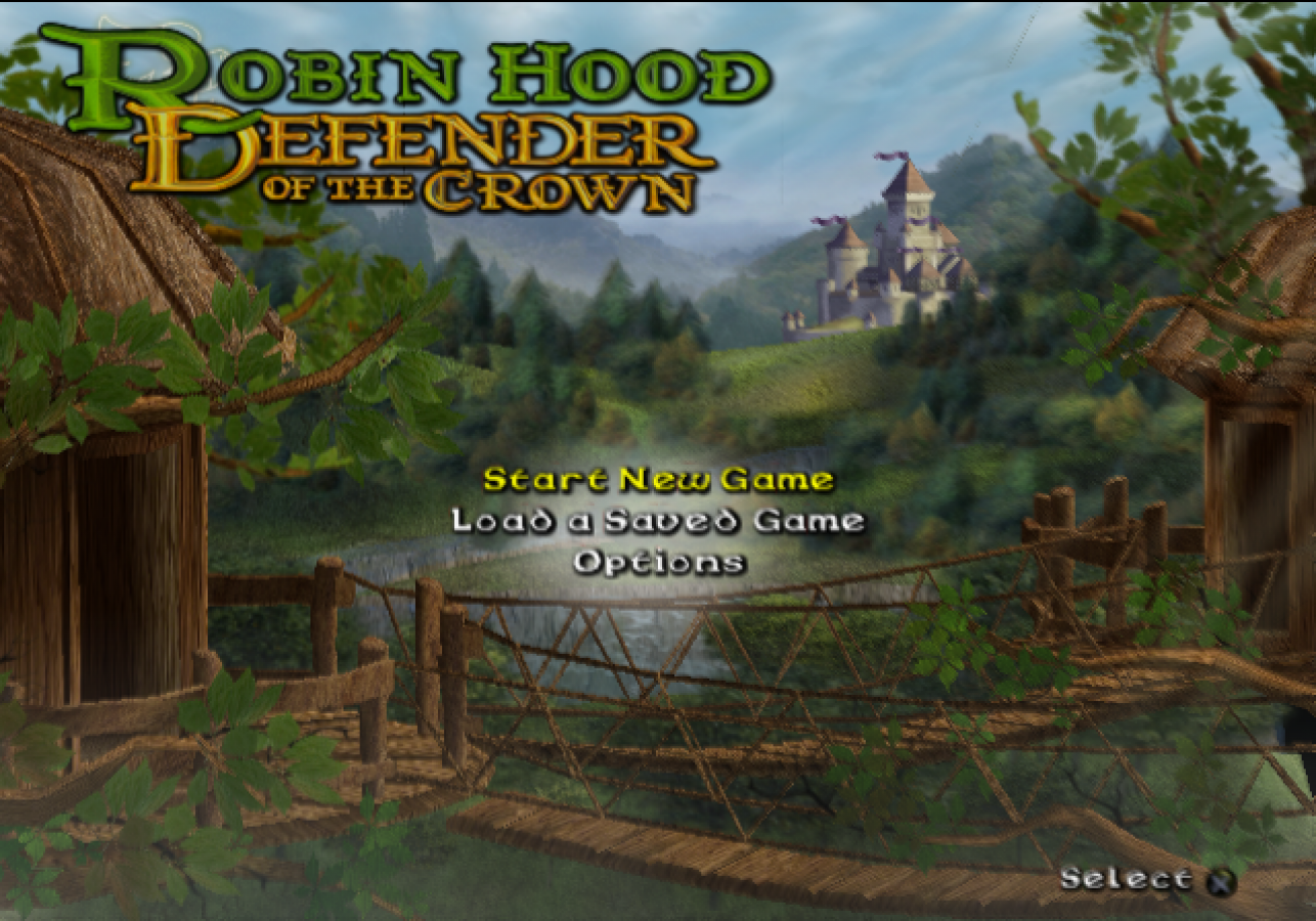 Robin Hood: Defender of the Crown – PlayStation 2 (PS2) video game title screen, strategy action-adventure game.