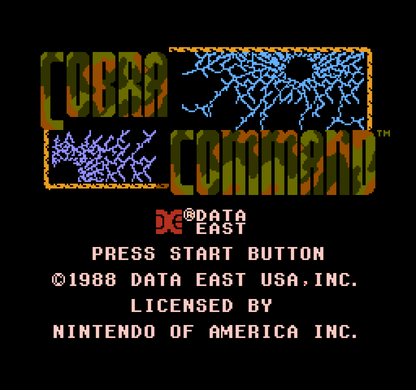 Cobra Command Nintendo Entertainment System NES video game featuring helicopter combat gameplay aerial missions enemy attacks military action explosive battles strategic targeting and classic 8 bit gameplay retro video game collection collectible gaming appeal gameplay