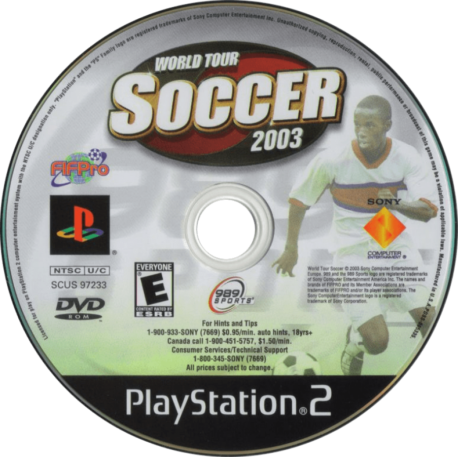 World Tour Soccer 2003 – PlayStation 2 (PS2) video game disc, soccer simulation.