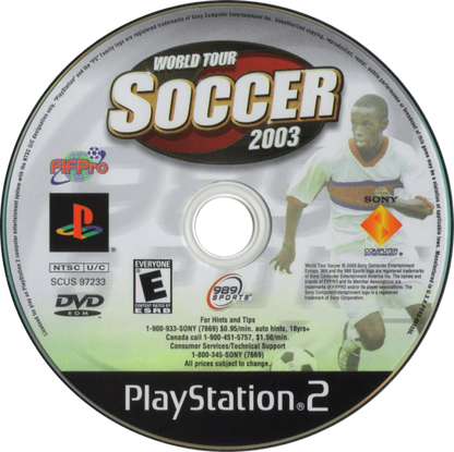 World Tour Soccer 2003 – PlayStation 2 (PS2) video game disc, soccer simulation.